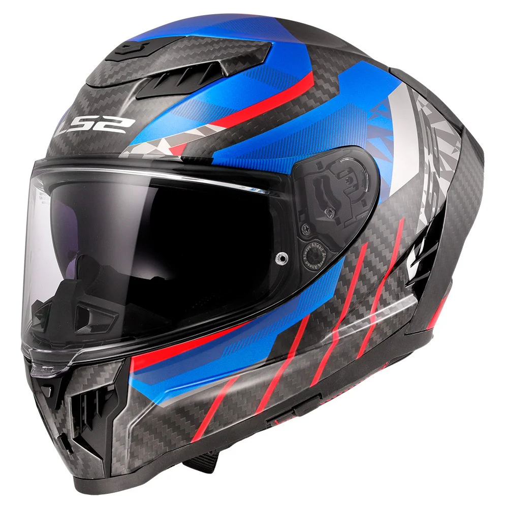 CASCO LS2 FF807 DRAGON CARBON TRAX - AZUL / ROJO
