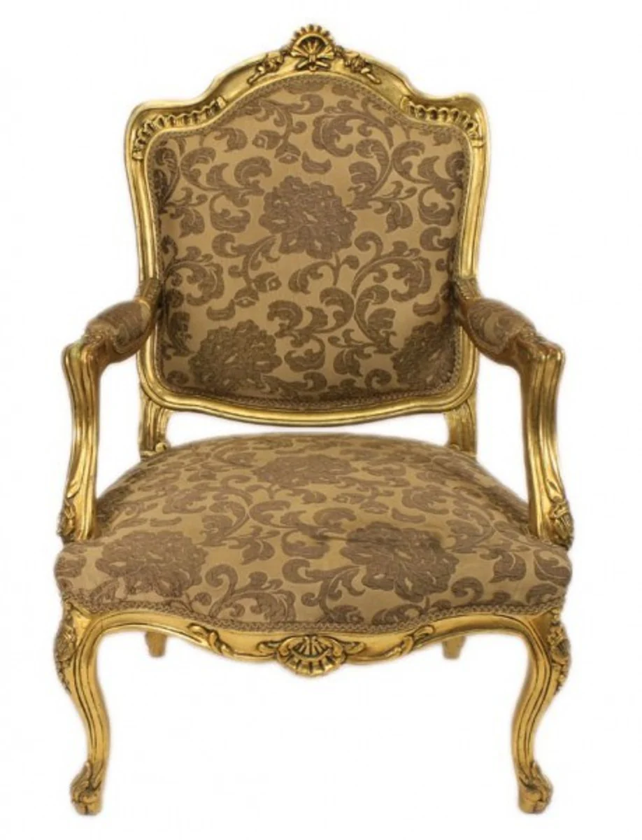 Casa Padrino Baroque Living Set Strasbourg Gold Pattern / antique style gold - sofa + 2 armchairs