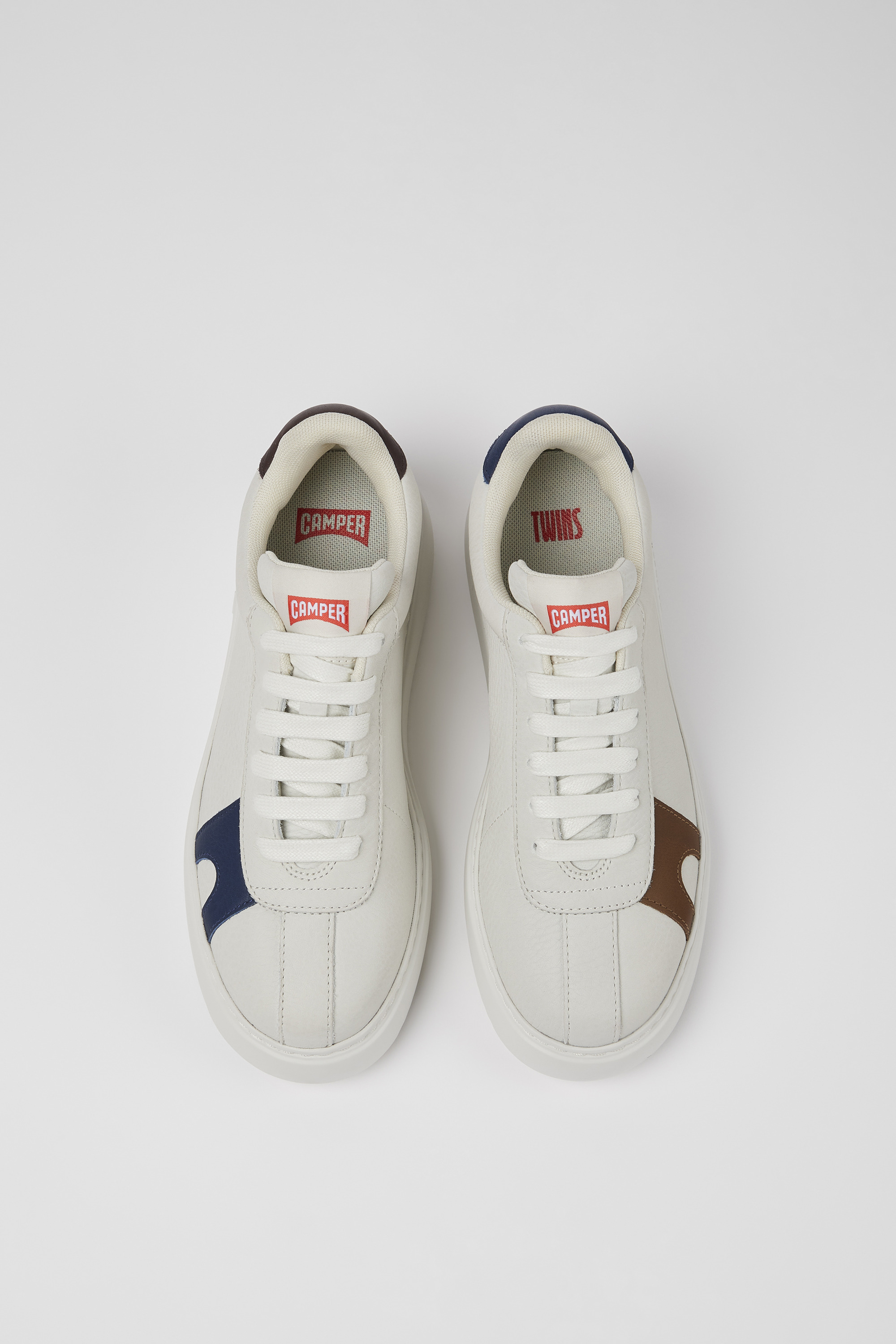 Twins - White non-dyed leather sneakers for women