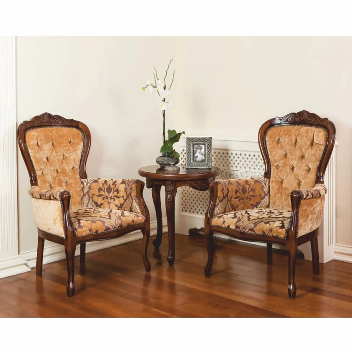 Casa Padrino sill¨®n barroco de lujo beige / marr¨®n oscuro - Muebles de estilo barroco