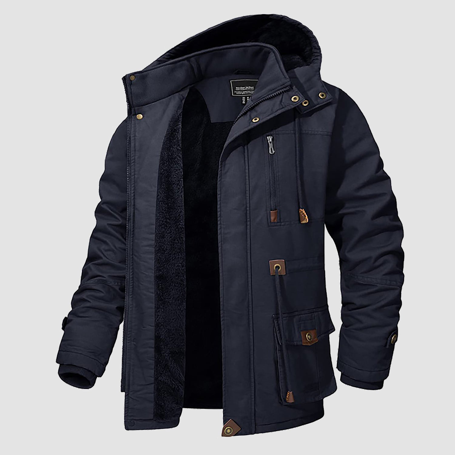 Men Parka Jacket Cotton Cargo Military Army Coat Winter Thick Fleece Warm Overcoat