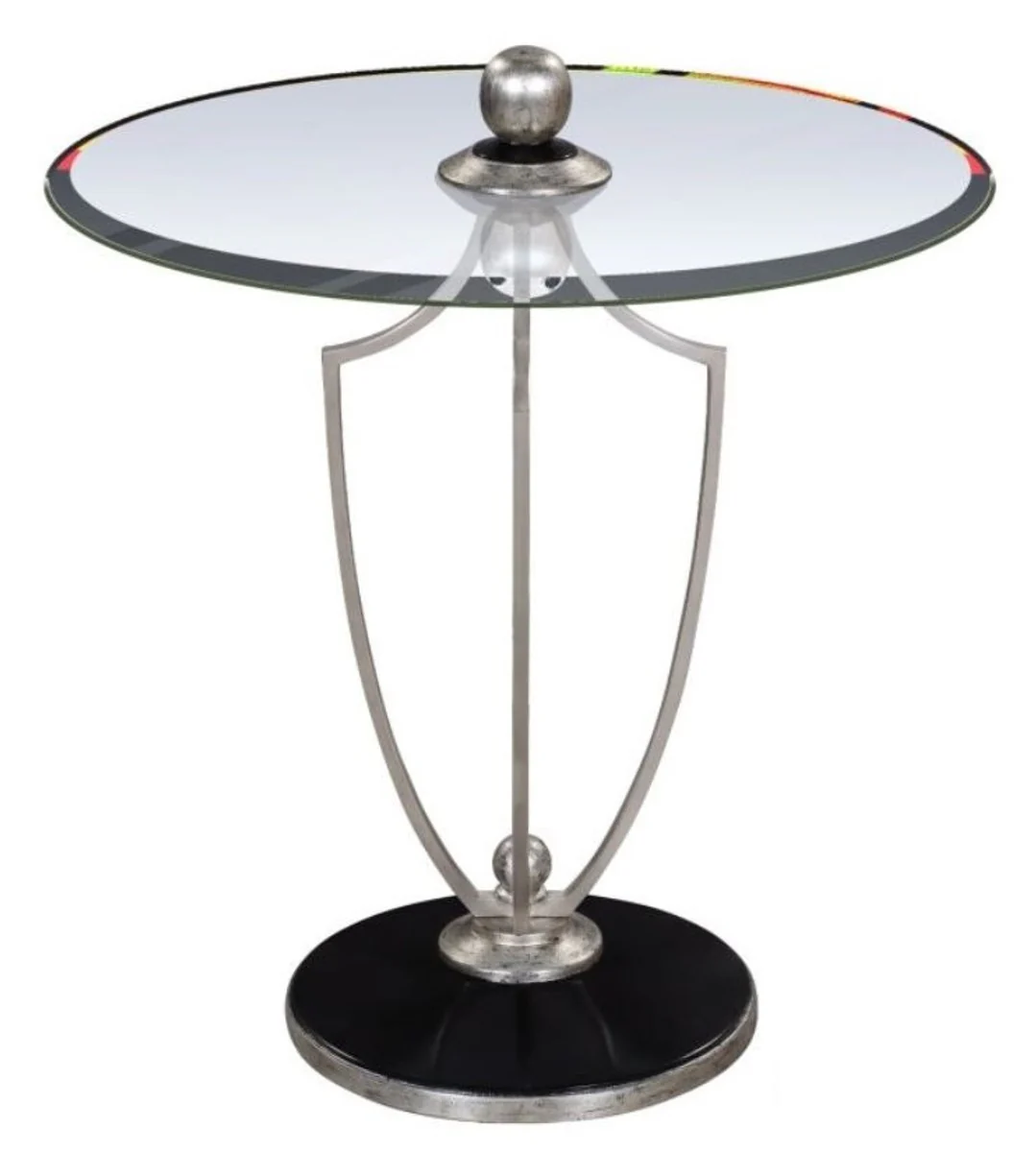 Casa Padrino mesa de bar de lujo plata / negro Ø 60 x H. 70 cm - Mesa de Bar Redonda