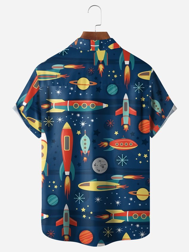 Rockets Chest Pocket Short Sleeves Casual Shirts