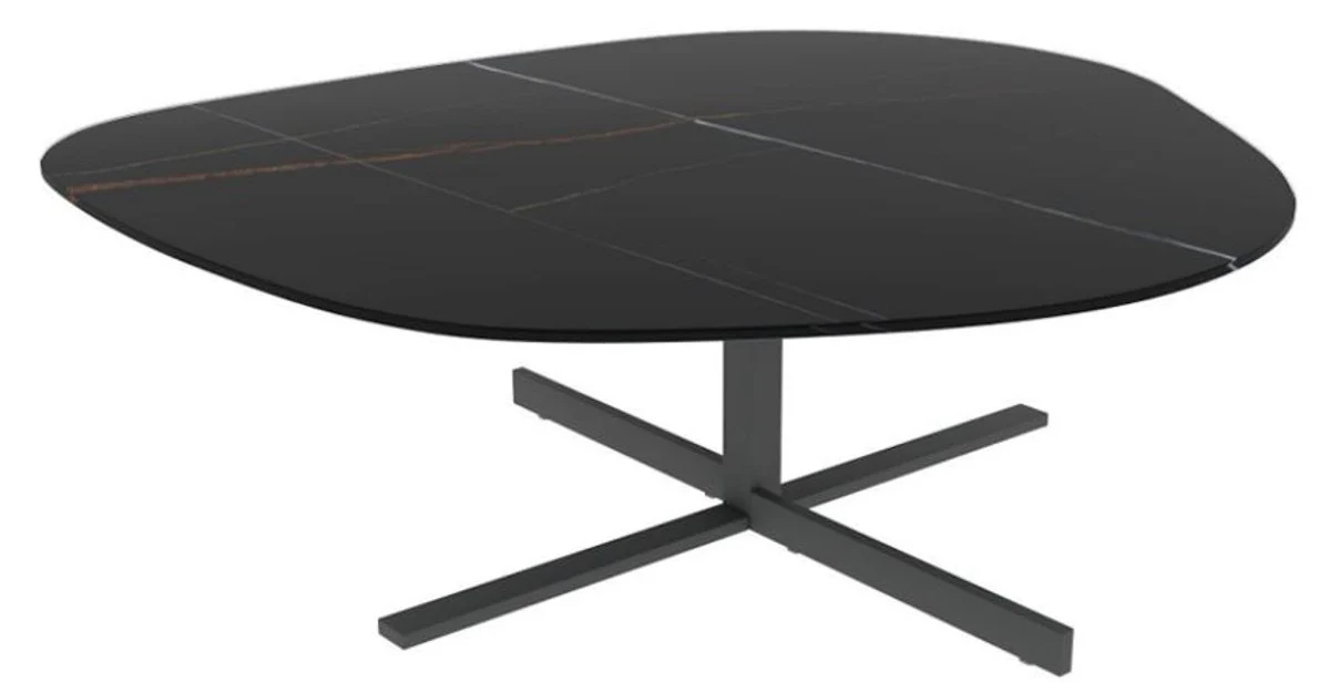 Casa Padrino mesa de centro de dise?o 109 x 100 x A. 37 cm - Varios Colores - Mesa de sal¨®n con mesa de cer¨¢mica de vidrio fino en aspecto de m¨¢rmol - Muebles de Sal¨®n de Lujo