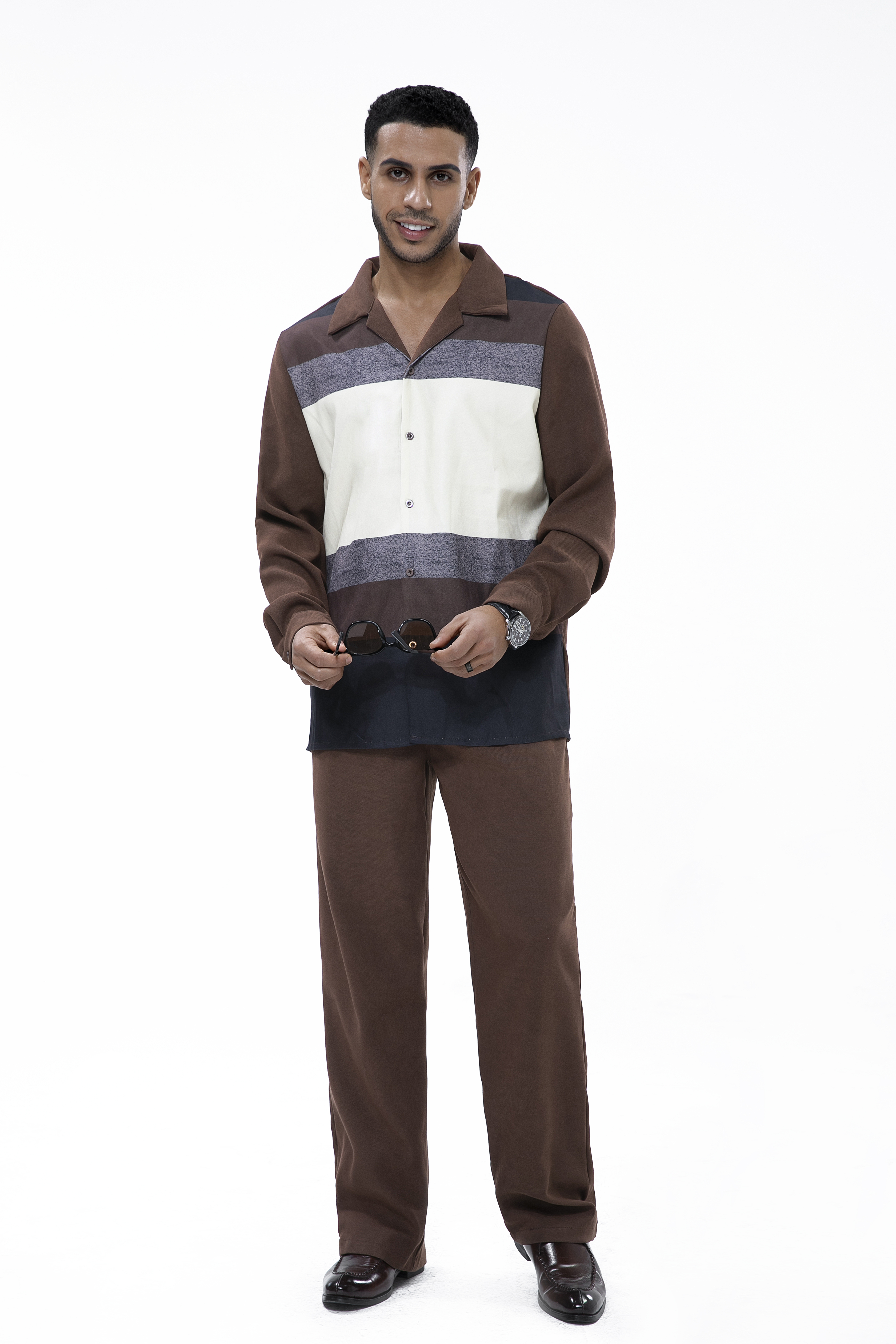 Suitmens Men's Brown Suede Long Sleeve Walking Suit 028