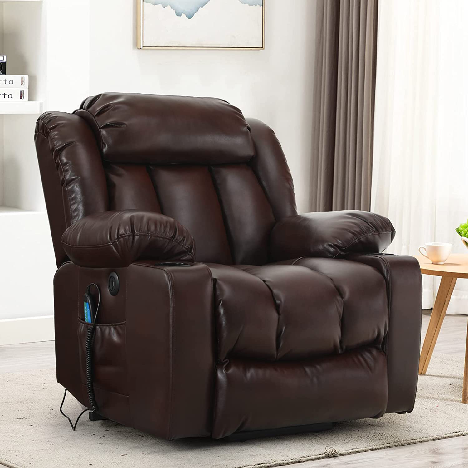 Clearance Sale Mcombo Electric lift Recliner sofa with massage and heating functions, 3 positions, 2 side pockets and cup holders, USB ports!