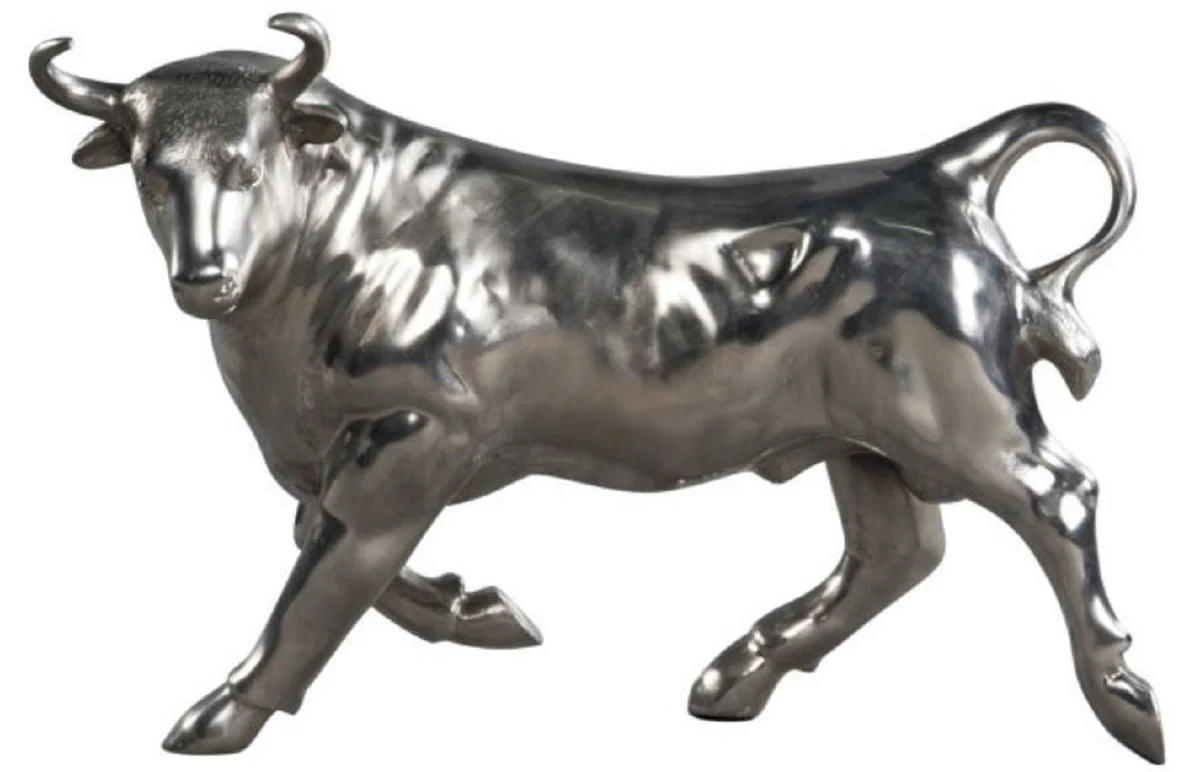 Casa Padrino Deco Bronce Figura Toro Plata 56 x 22 x H. 40 cm - Escultura de Lujo
