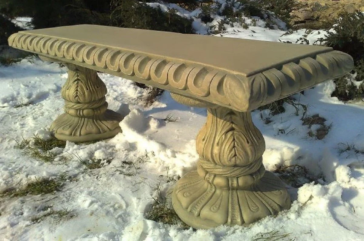 Casa Padrino banco de jardín Art Nouveau beige 140 x 38 x A. 48 cm - Banco de jardín y terraza con hermosas decoraciones - Muebles de Jardín y Terraza Art Nouveau