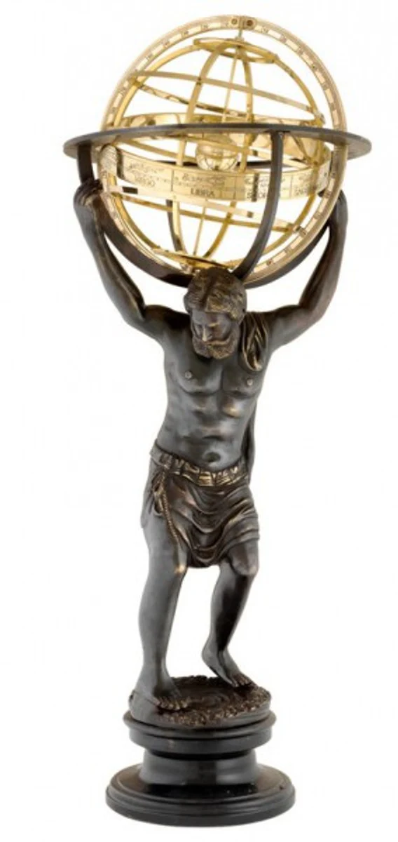Casa Padrino luxury bronze statue Atlas with Globe on stone pedestal - Sculpture