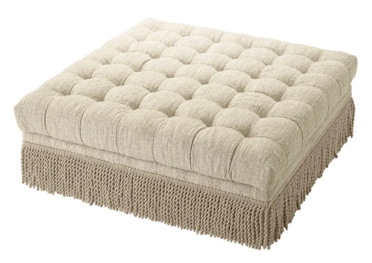 Casa Padrino taburete Chesterfield de lujo crema 125 x 125 x A. 47 cm - Reposapi¨¦s cuadrado