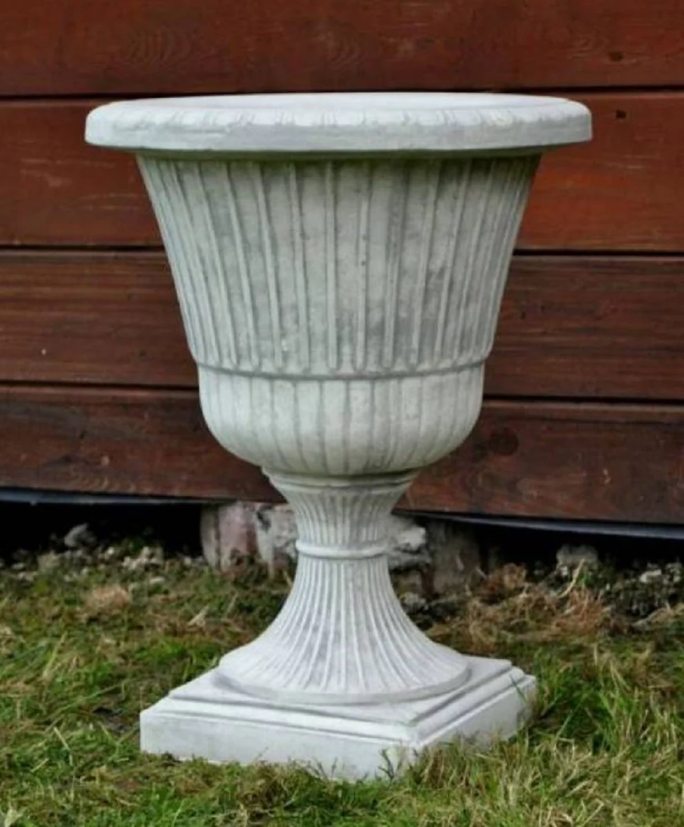 Casa Padrino maceta decorativo de jard¨ªn barroco gris ? 39 x A. 52 cm - Macetero redondo de estilo barroco - Decoraci¨®n barroco de jard¨ªn - Decoraci¨®n barroco de terraza - Accesorios barroco