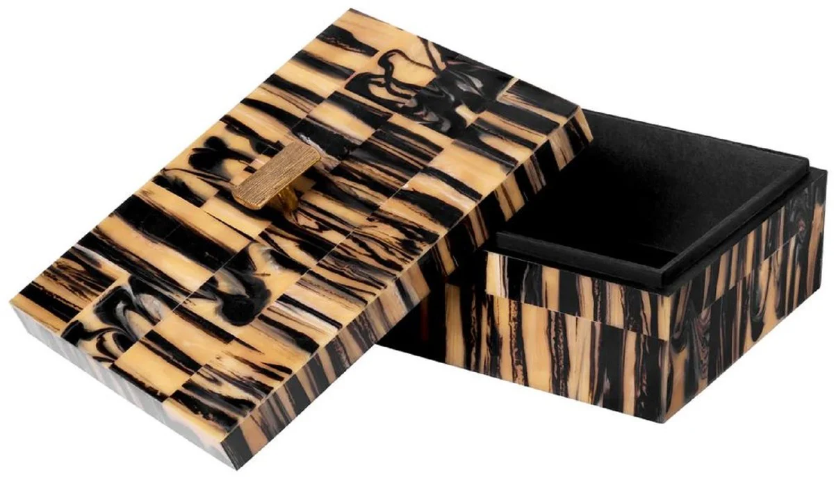 Casa Padrino Caja de Joya de Lujo Natural / Negro / Lat¨®n 28 cm
