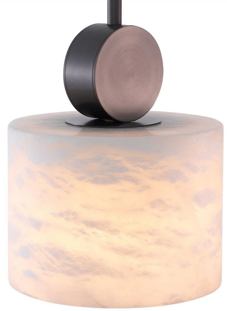 Casa Padrino lámpara colgante de lujo bronce / alabastro Ø 20 x A. 24 cm - Lámpara de mesa moderna con pantalla redonda de alabastro - Colección de Lujo