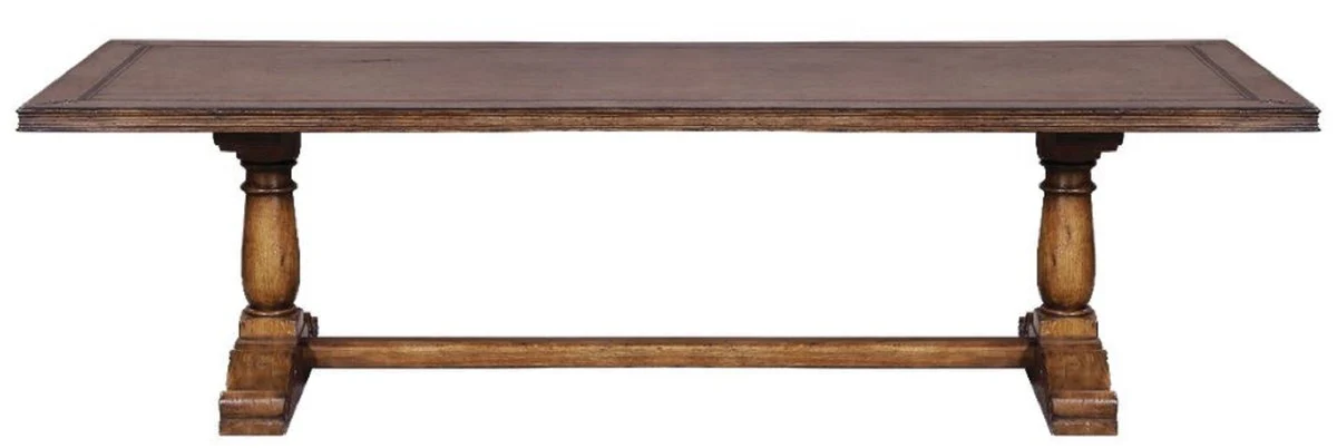 Casa Padrino mesa de comedor de estilo campestre de lujo marr¨®n 275 x 116 x A. 77 cm - Mesa de cocina r¨²stica de madera maciza - Muebles de comedor de madera maciza de estilo campestre r¨²stico