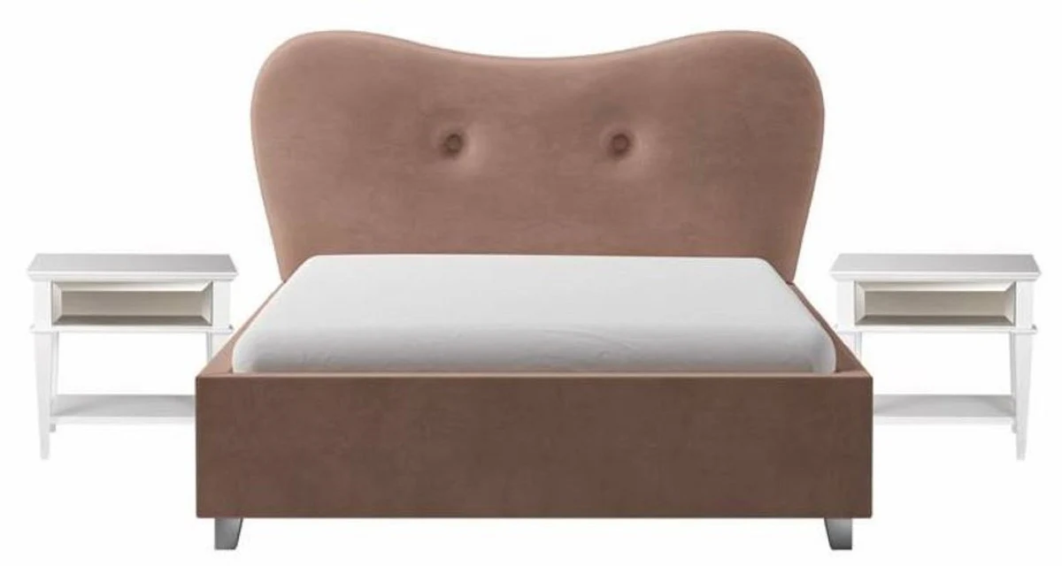 Casa Padrino mesita de noche Art Deco de lujo blanco 60 x 40 x A. 56 cm - Mesita auxiliar de espejo con caj¨®n - Muebles de dormitorio - Muebles de habitaci¨®n infantil - Muebles Art Deco de lujo