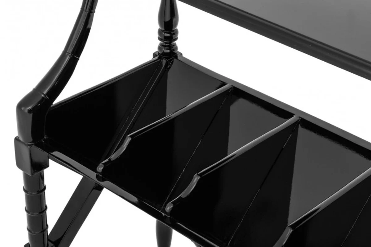 Casa Padrino luxury Newspaper and Magazine Trolley Solid wood glossy black piano lacquer - Luxury Hotel / firm means