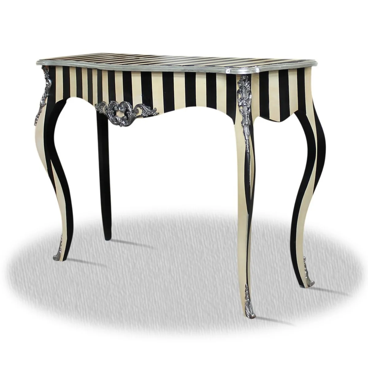 Casa Padrino baroque console black white silver 100 x 40 x H. 85 cm - Luxury Console
