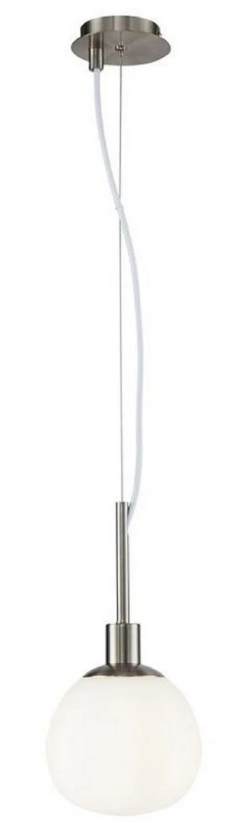 Casa Padrino lámpara colgante plata / blanco Ø 15 x H. 30,5 cm - Lámpara Colgante Moderna