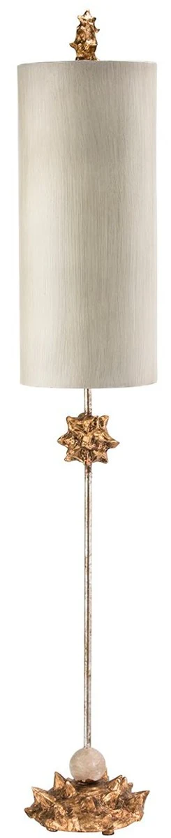 Casa Padrino lámpara de mesa de diseño oro / crema Ø 18 x A. 100,6 cm - Lámpara de mesa moderna con pantalla cilíndrica - Lámparas de Diseño