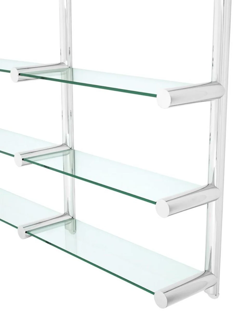 Casa Padrino Living Room Wall Shelf / Bookshelf Silver 211.5 x 33 x H. 228 cm - Luxury Furniture