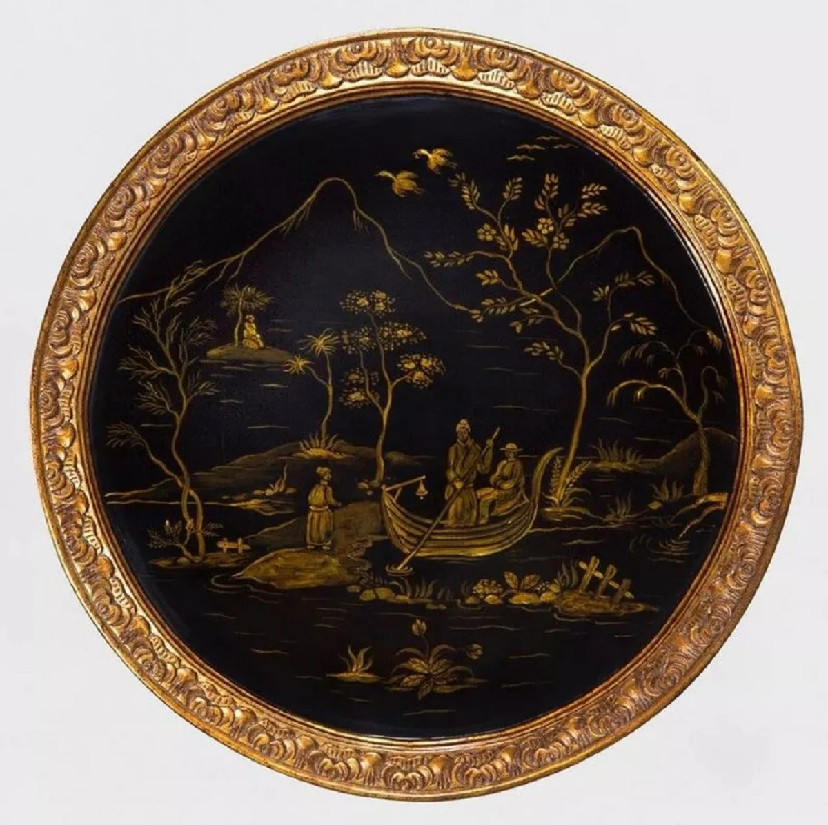 Casa Padrino mesa auxiliar barroco de lujo estilo chino oro antiguo / negro - Muebles Barrocos