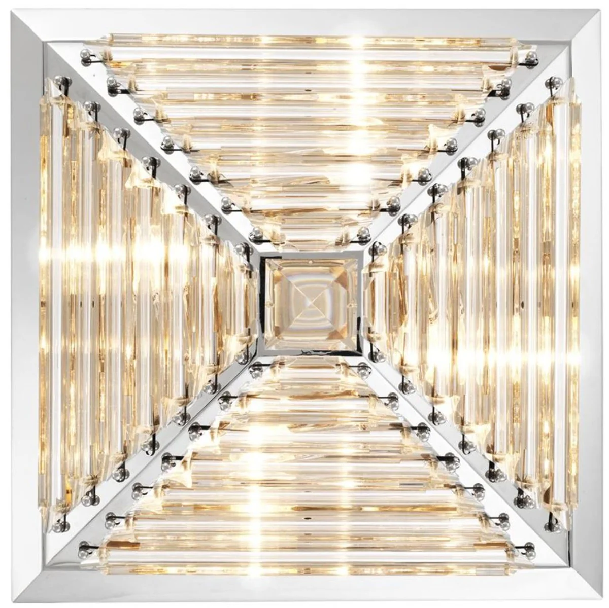 Casa Padrino lámpara de techo de lujo con cristal plata 49 x 49 x H. 21 cm - Calidad de Lujo