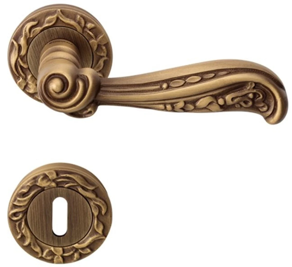 Casa Padrino conjunto de manija de puerta barroco lat¨®n patinado 14 x H. 5,3 cm - Manijas de Estilo Barroco