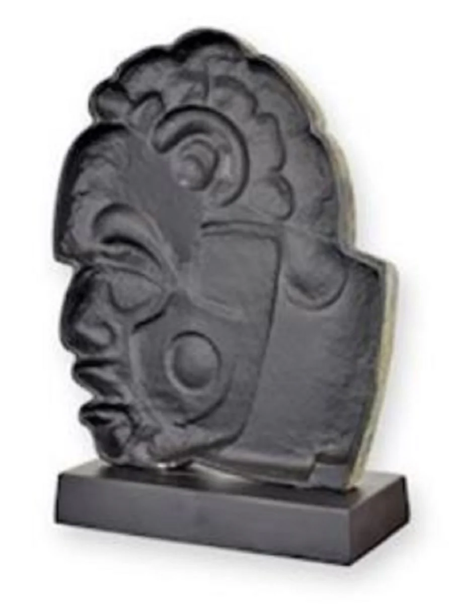 Casa Padrino escultura decorativa de aluminio de lujo cara maya gris antiguo / negro 30,9 x 14,7 x A. 45,3 cm - Figura decorativa de aluminio - Decoración de escritorio