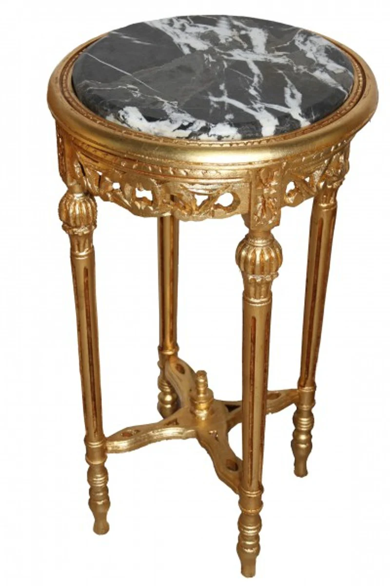 Baroque Side Table Gold Round ModY17 73 x 38 cm antique style