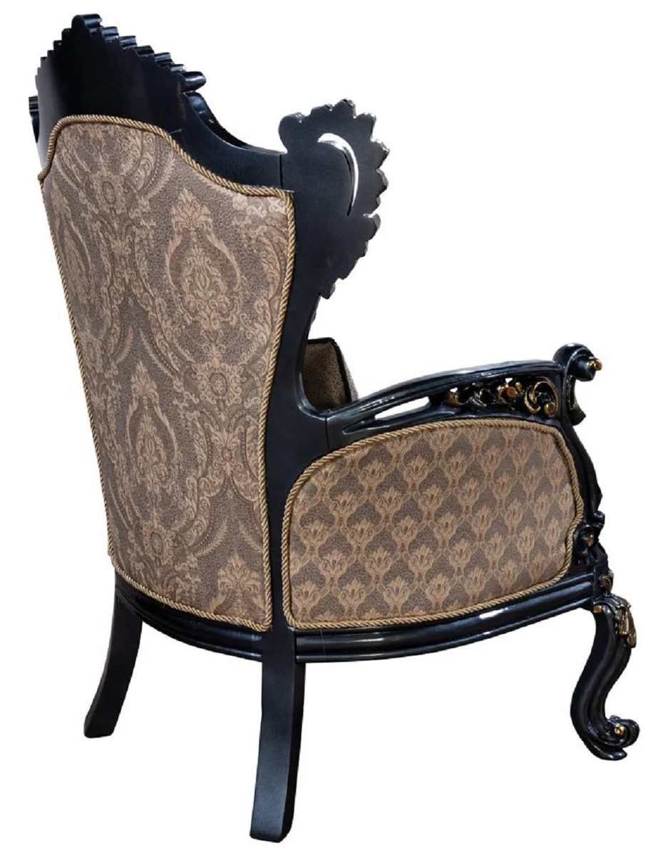 Casa Padrino sill¨®n barroco de lujo gris / azul / oro - Magn¨ªfico sill¨®n de sal¨®n con patr¨®n elegante - Muebles de sal¨®n de lujo en estilo barroco - Muebles barrocos