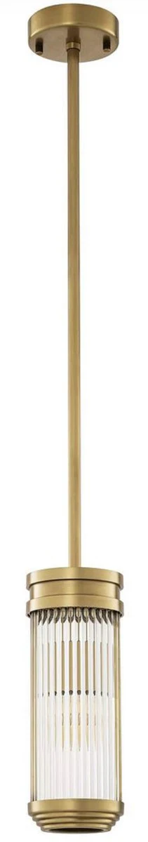 Casa Padrino lámpara colgante de lujo latón antiguo Ø 12 x A. 30,5 cm - Lámpara colgante con pantalla redonda de vidrio - Lámpara colgante de salón - Iluminación de lujo - Calidad de lujo