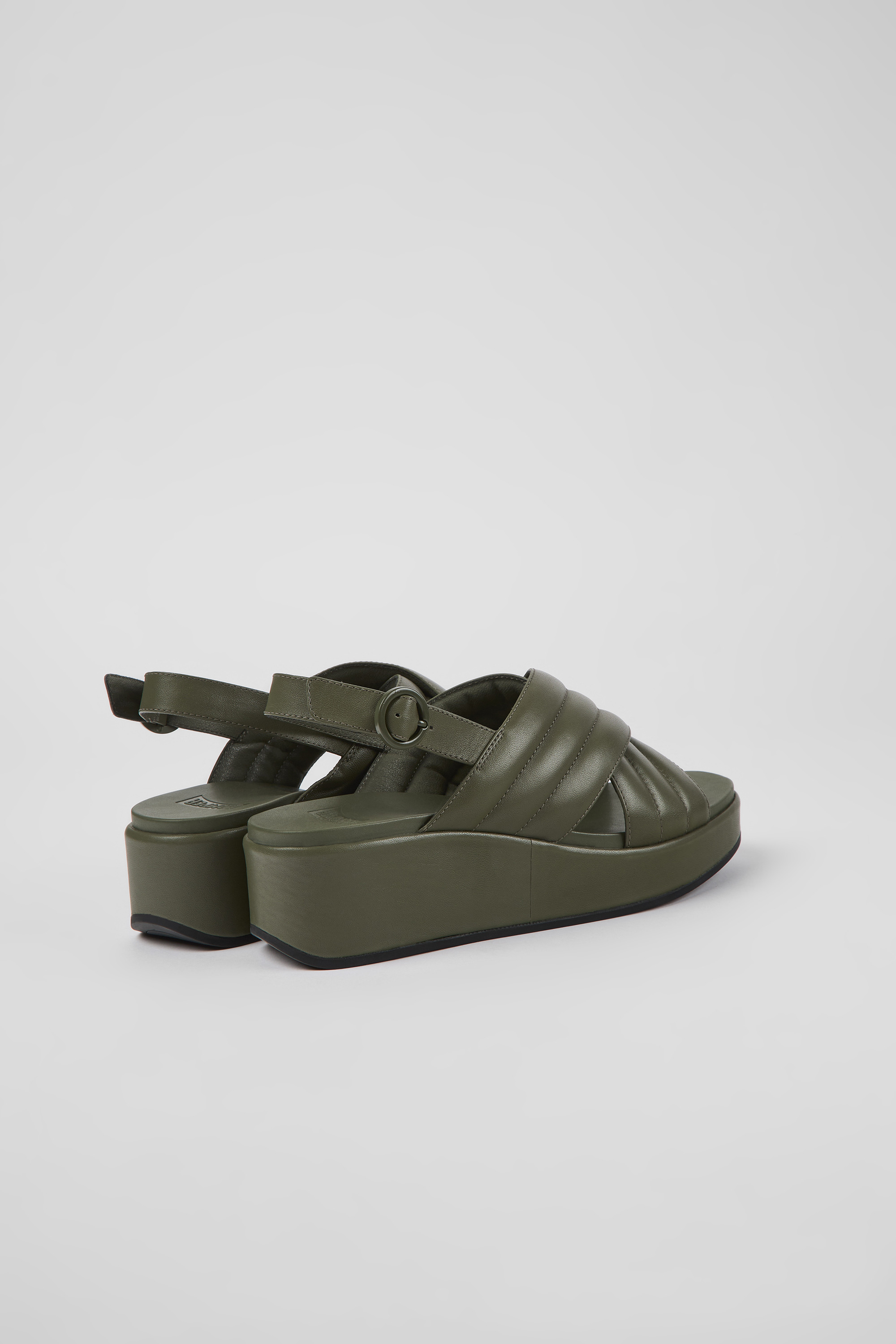 Misia - Green leather sandals for women