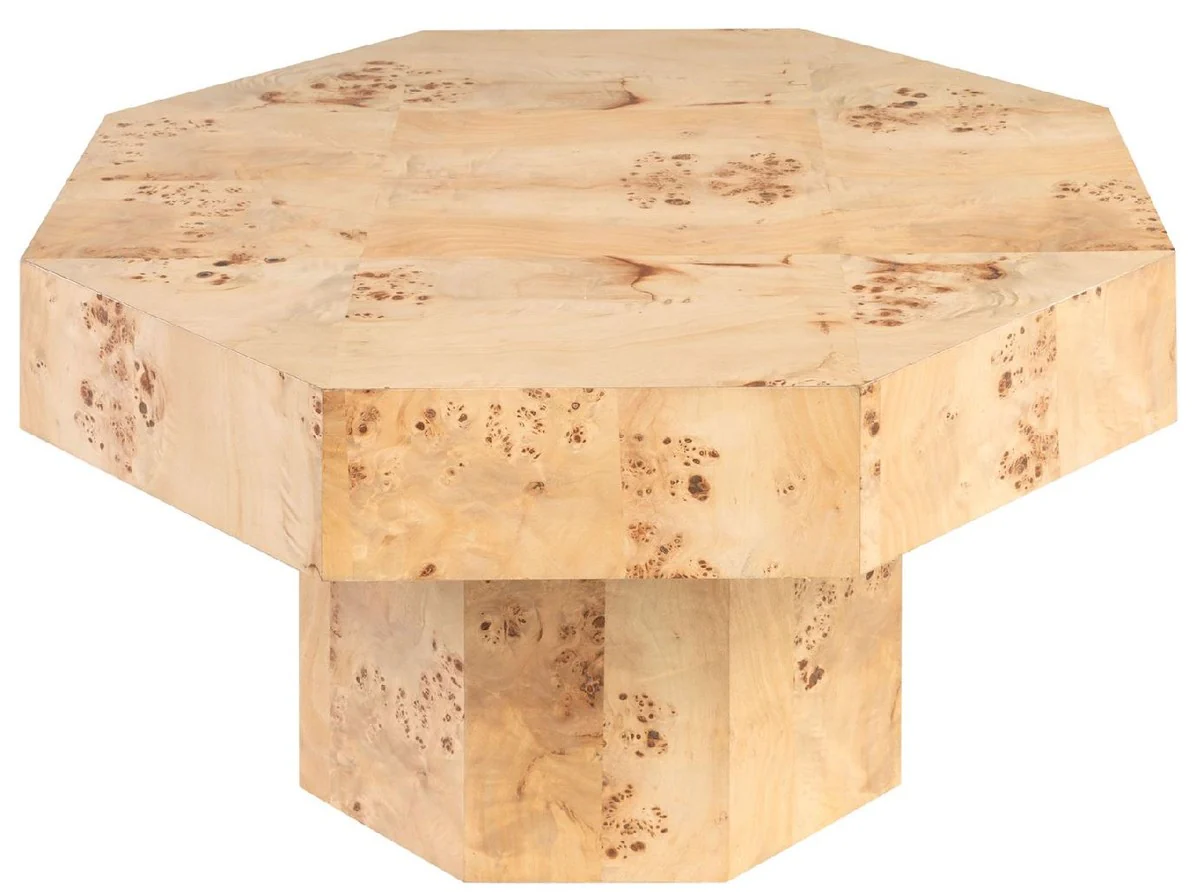 Casa Padrino mesa de centro de lujo natural 76 x 76 x A. 42 cm - Mesa de sal¨®n octogonal de madera maciza - Muebles de sal¨®n - Muebles de hotel - Muebles de lujo