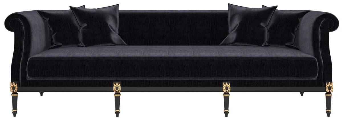 Casa Padrino conjunto de sala de estar barroco de lujo oro / negro / oro antiguo - 2 Sof¨¢s y 2 Sillones y 1 Mesa de Caf¨¦ y 2 Mesas Auxiliares - Muebles de sala en estilo barroco - Muebles Barrocos