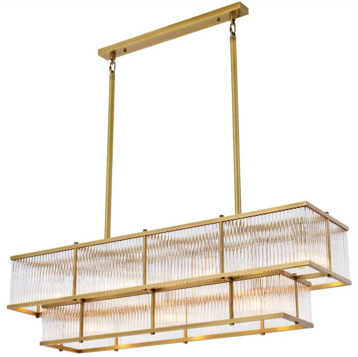 Casa Padrino araña de luces de lujo latón antiguo 120 x 32,5 x H. 34 cm - Araña de Luces Rectangular - Calidad de Lujo