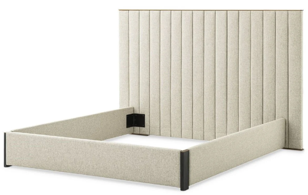 Casa Padrino estructura de cama doble de lujo con cabecero natural / lat¨®n / gris antracita 224 x 224 x A. 145,5 cm - Muebles de Dormitorio - Muebles de Hotel - Calidad de Lujo