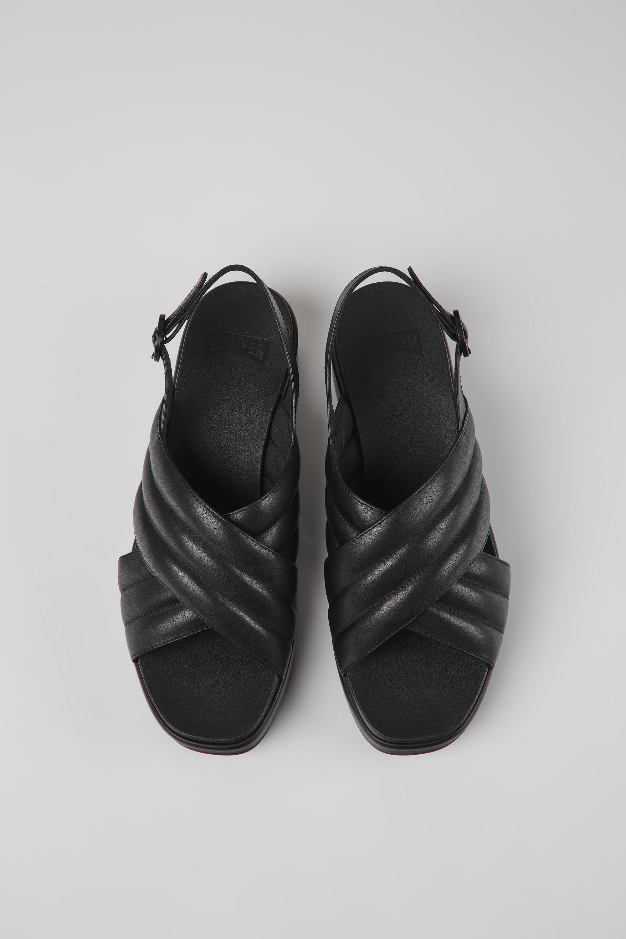 Misia - Black leather sandals for women