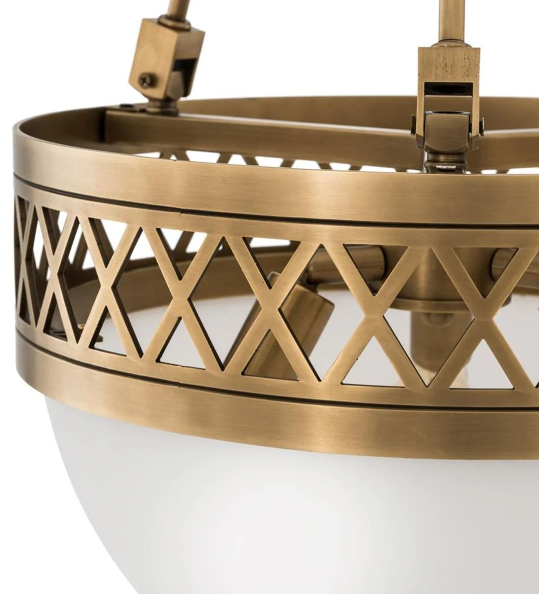 Casa Padrino araña de lujo de latón antiguo / blanco Ø 36 x H. 67,5 cm - Calidad de Lujo