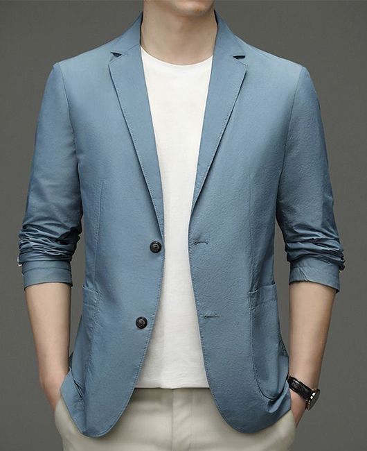 Daily Notch Lapel Buttons Utility Pockets Solid Blazer
