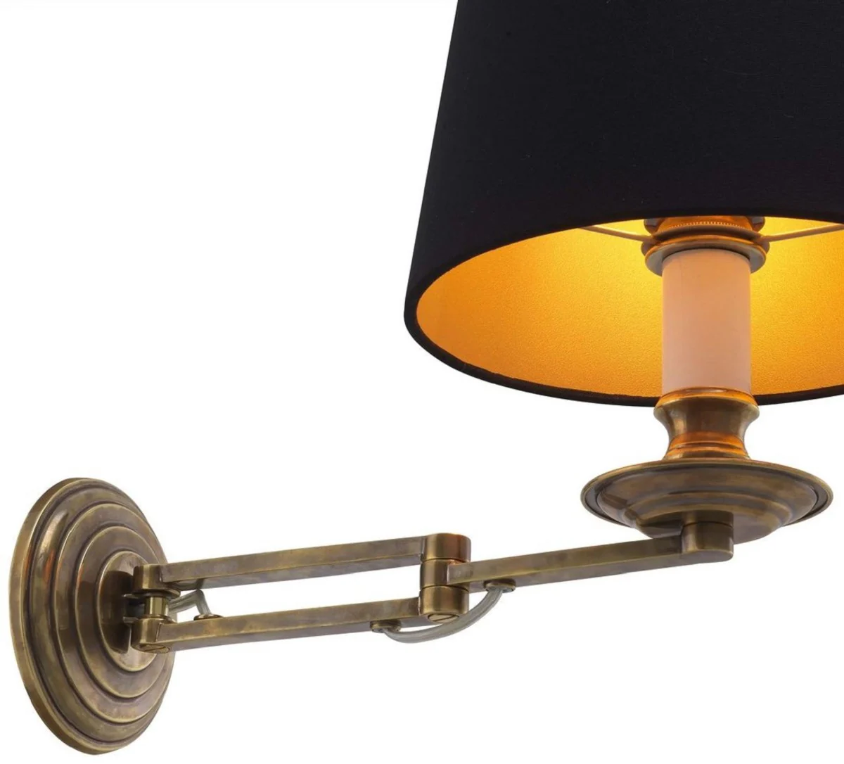 Casa Padrino lámpara de pared de lujo con brazo giratorio latón antiguo / negro 22 x 21,5 x A. 27,5 cm - Lámpara Hotel & Restaurant