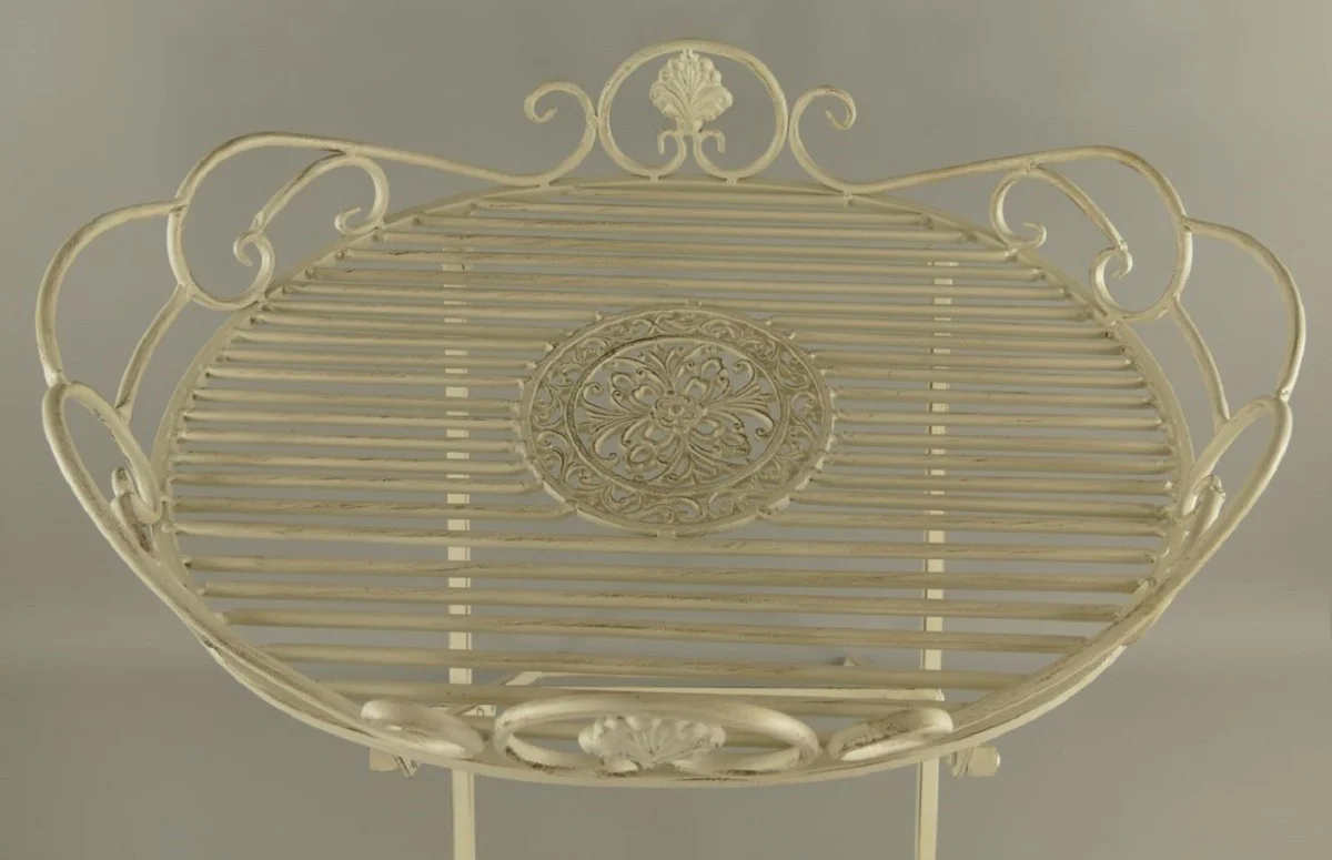 Casa Padrino mesa auxiliar de jard¨ªn Art Nouveau blanco r¨²stico 63 x 48 x A. 70 cm - Mesa de jard¨ªn plegable de metal - Muebles de Jard¨ªn Barrocos y Art Nouveau