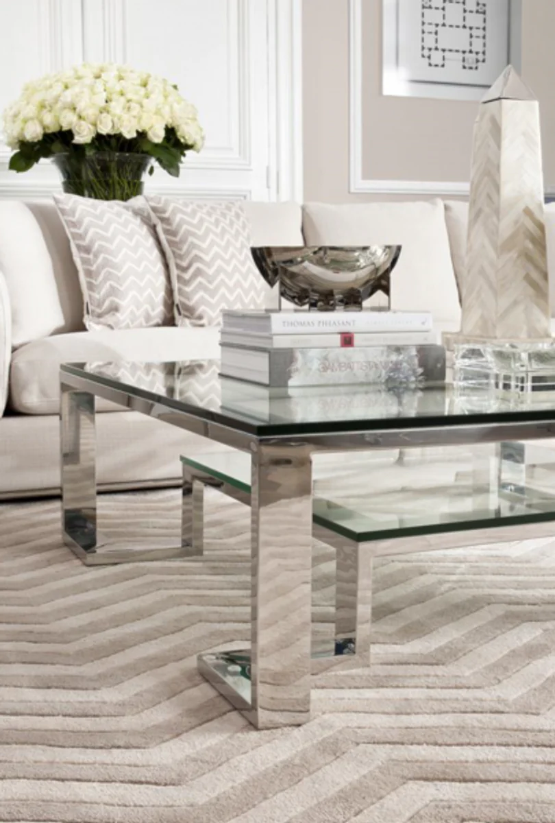 Casa Padrino Art Deco luxury coffee table 120 x 120 x H. 40 cm - living room coffee table - Luxury Hotel Furniture