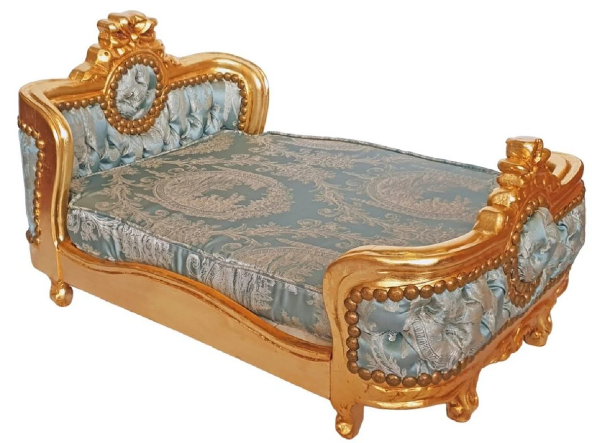Casa Padrino cama de perro barroco verde patrón / oro - Cama de perro de estilo antiguo hecha a mano - Magníficos muebles para perros en estilo barroco - Muebles barrocos para mascotas
