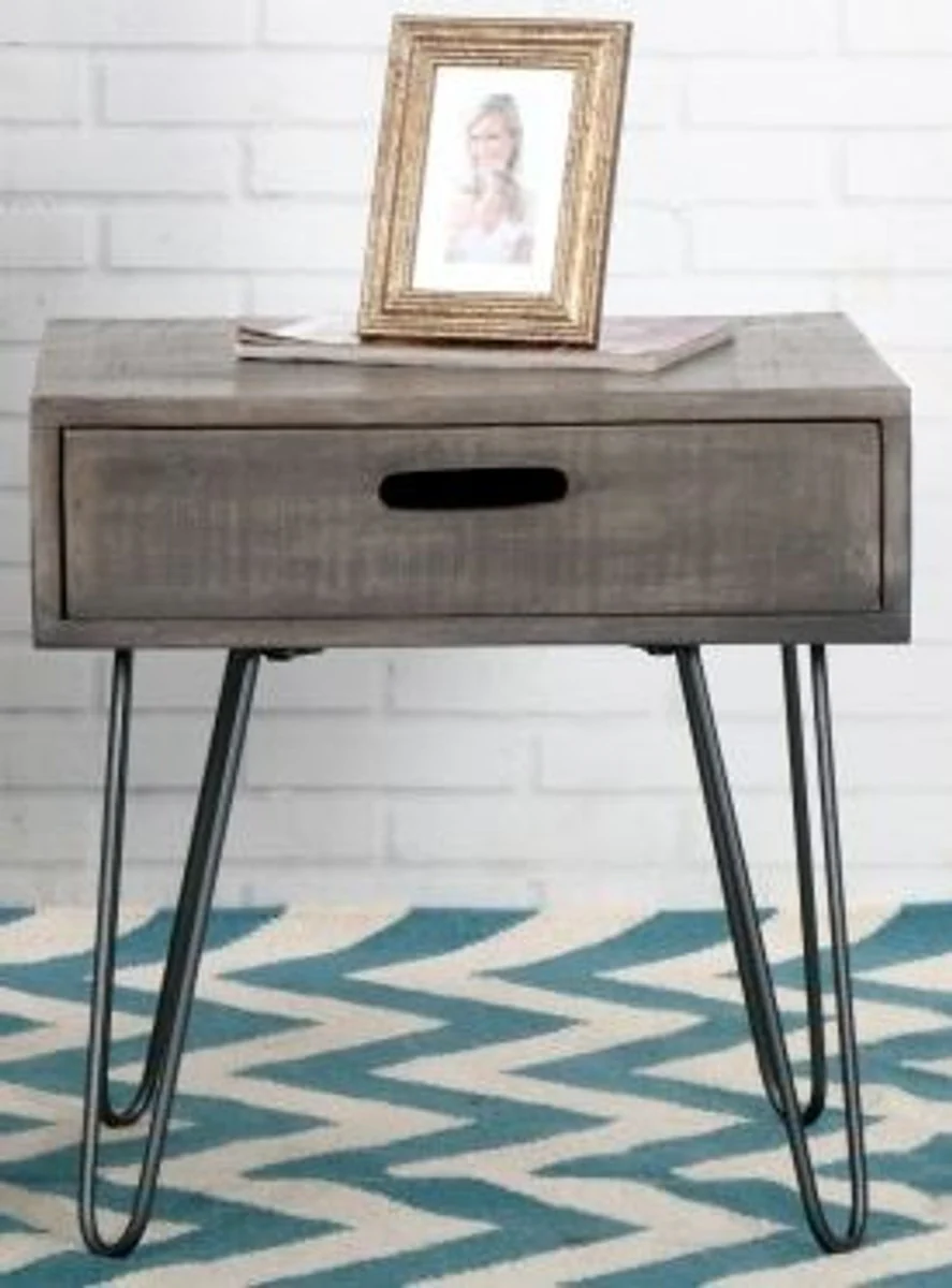 Mesa auxiliar de dise?o Casa Padrino Mango gris 50 cm - madera maciza