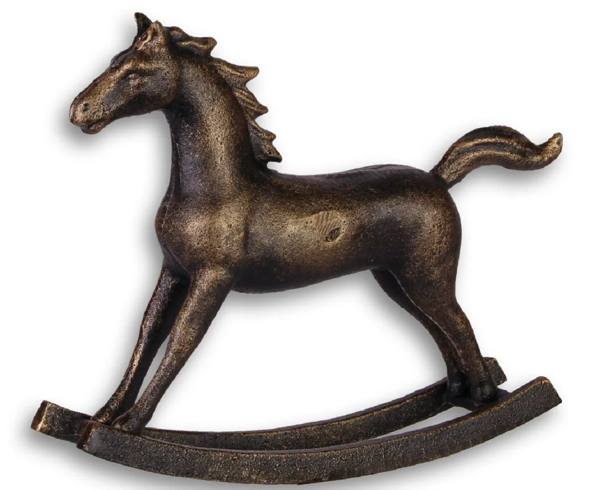 Casa Padrino caballo mecedora deco de hierro fundido bronce antiguo 21 x 4,9 x H. 17,5 cm - Deco de Lujo