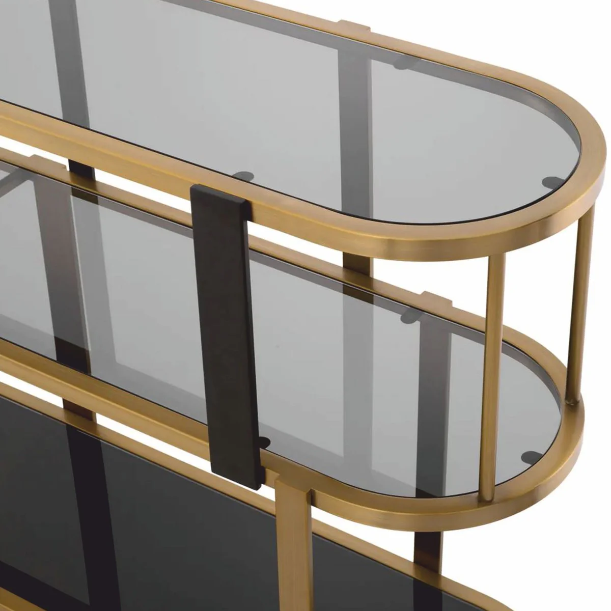 Casa Padrino consola de lujo en lat¨®n / negro / gris 180 cm - Muebles de lujo para hoteles