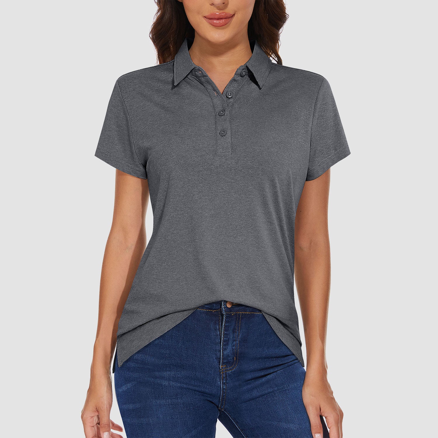 Women's Polo T-shirt 4 Buttons Casual T-Shirts Quick Dry Short Sleeve Golf Shirt