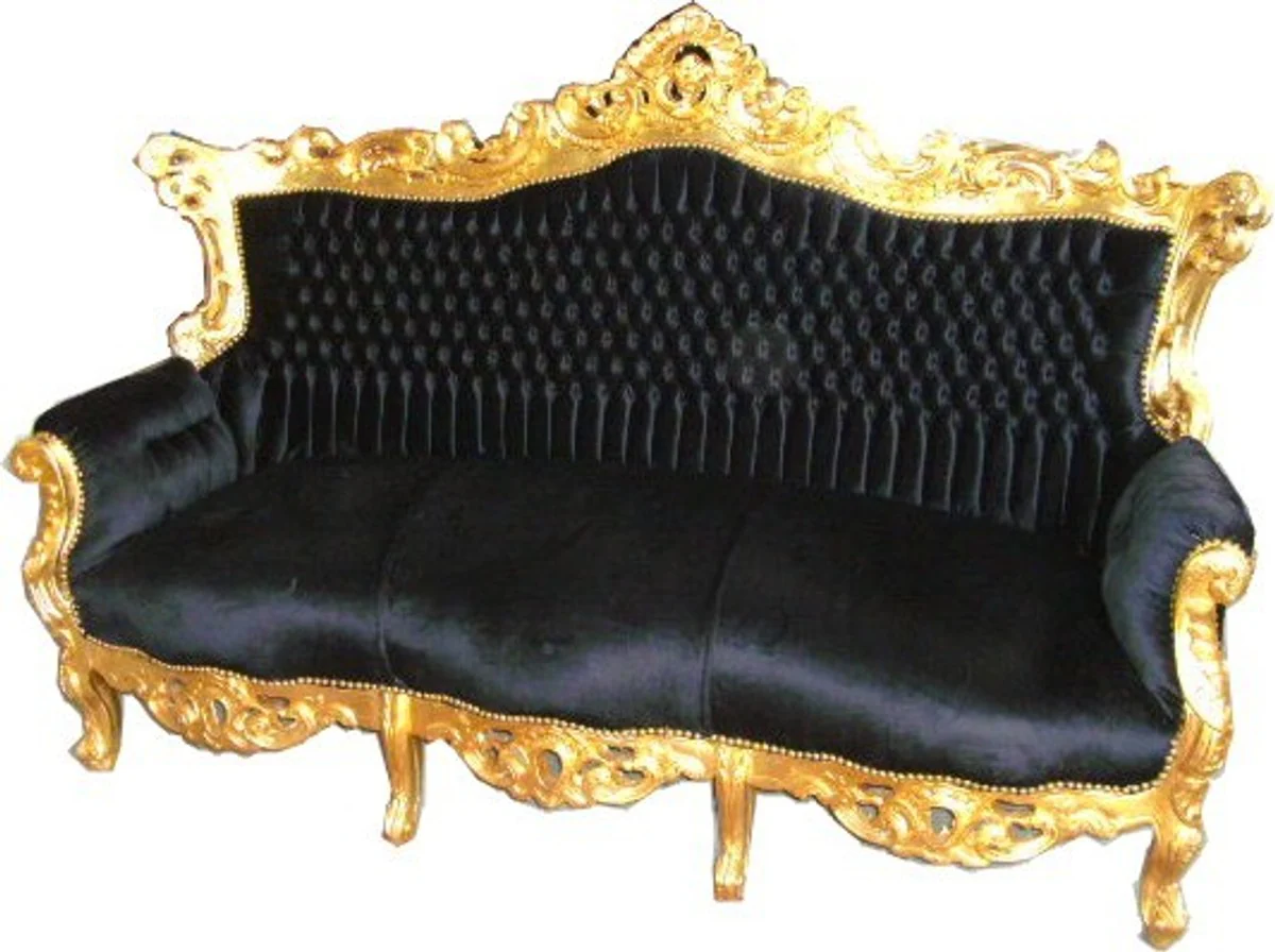 Casa Padrino Baroque Sofa Master Black / Gold - Lounge Furniture
