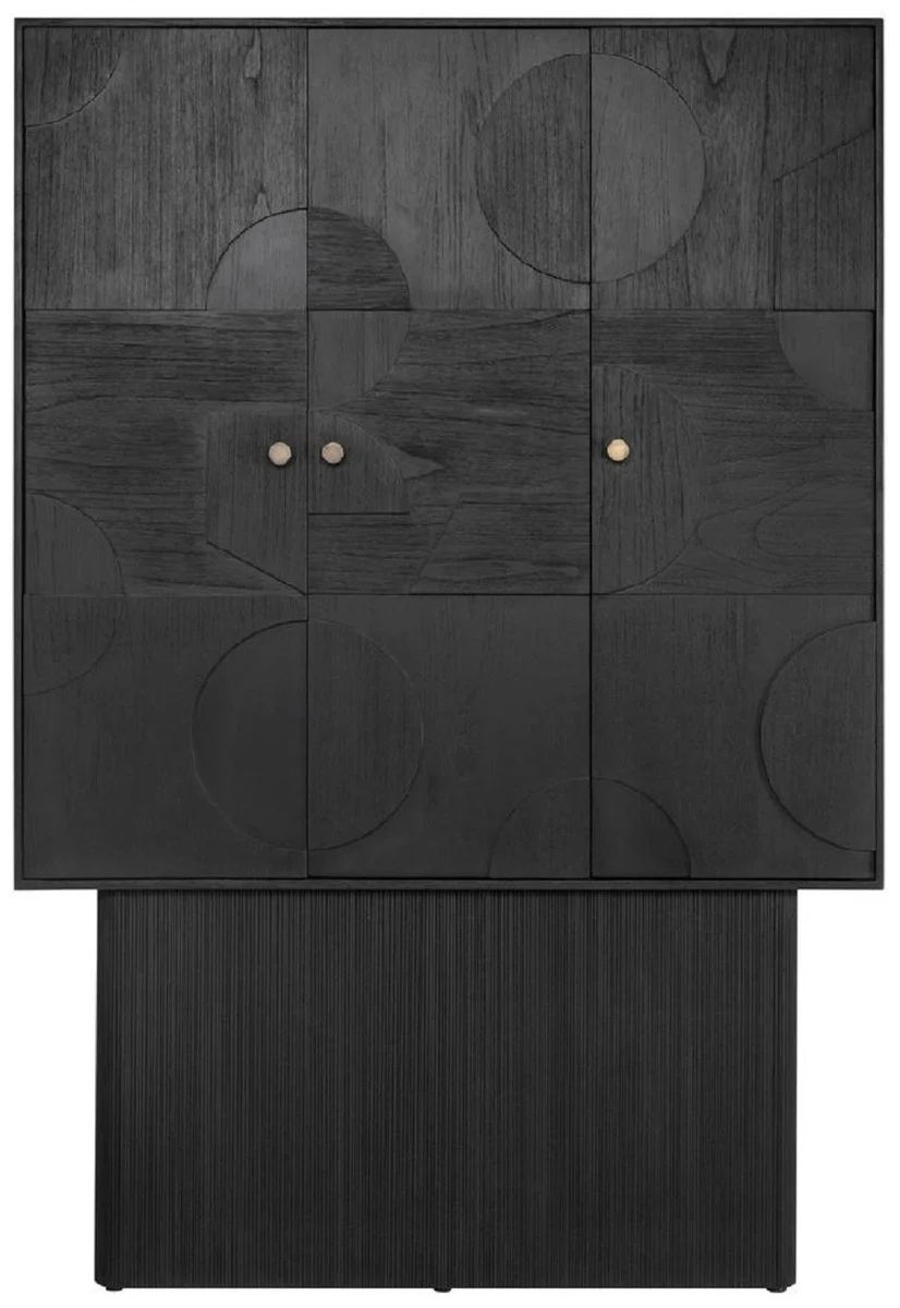 Casa Padrino armario de dise?o de lujo negro 130 x 45 x A. 190 cm - Armario estanter¨ªa de madera maciza con 3 puertas - Armario de dormitorio - Armario de sal¨®n - Armario de oficina