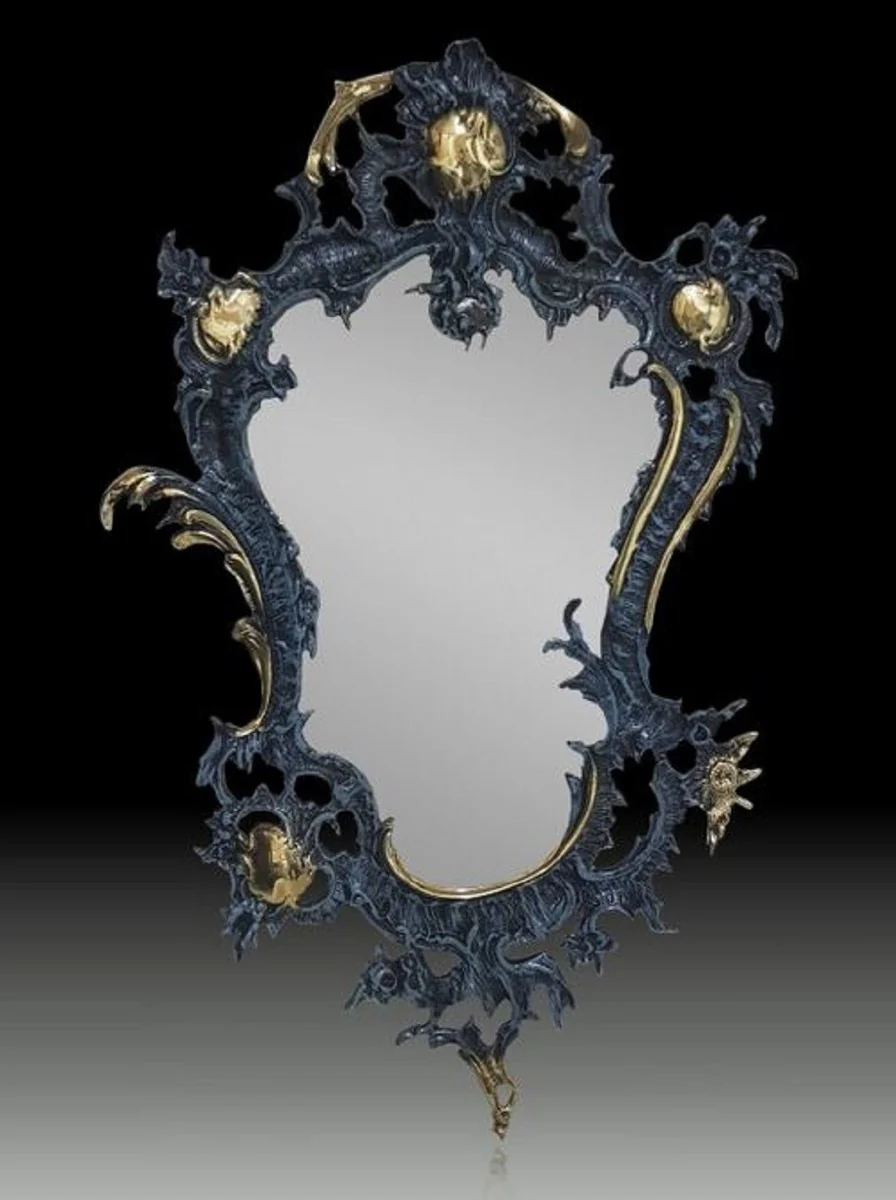 Casa Padrino espejo barroco de lujo de bronce azul / oro A. 74 cm - Muebles barrocos